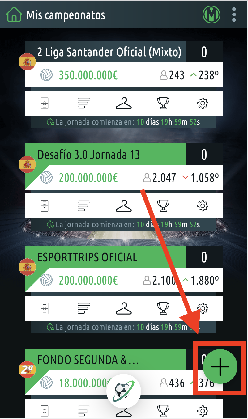 Nueva app de futmondo home