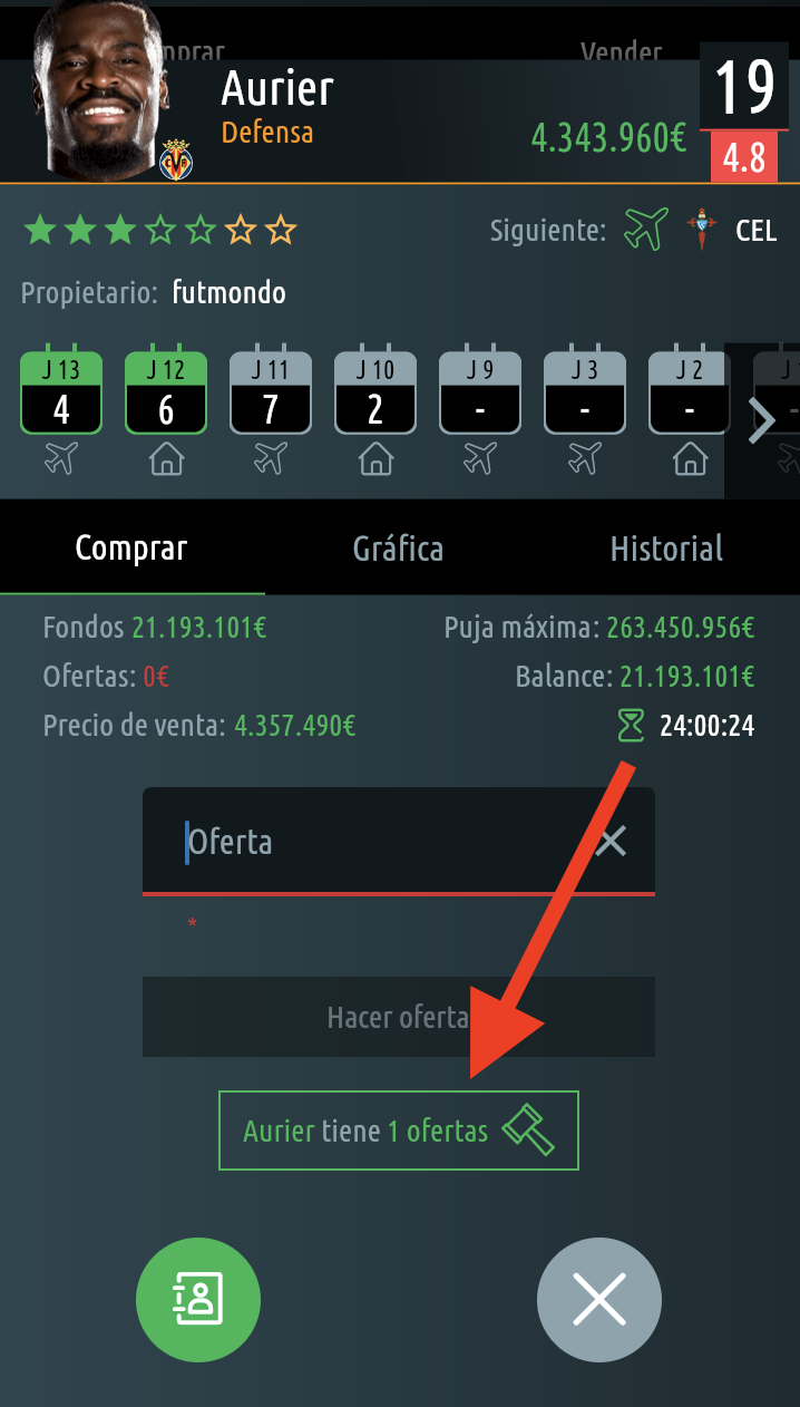 Ver número de pujas
