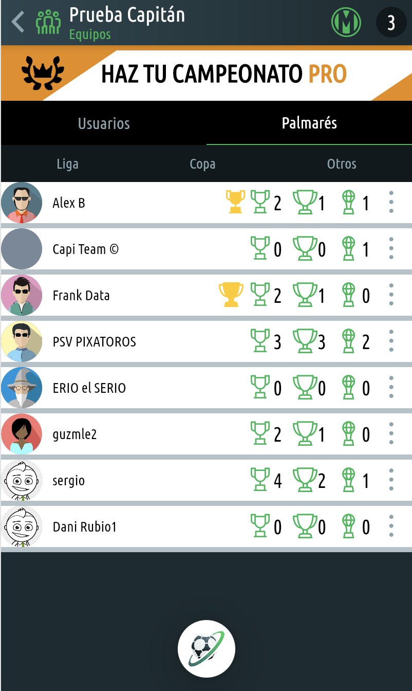 Nueva app de futmondo equipos